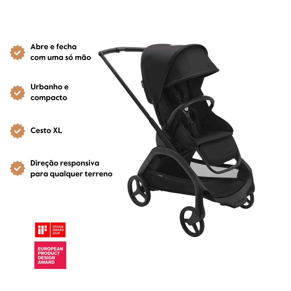Carrinho de Bebé Dragonfly Completo da Bugaboo - Black/Midnight Black