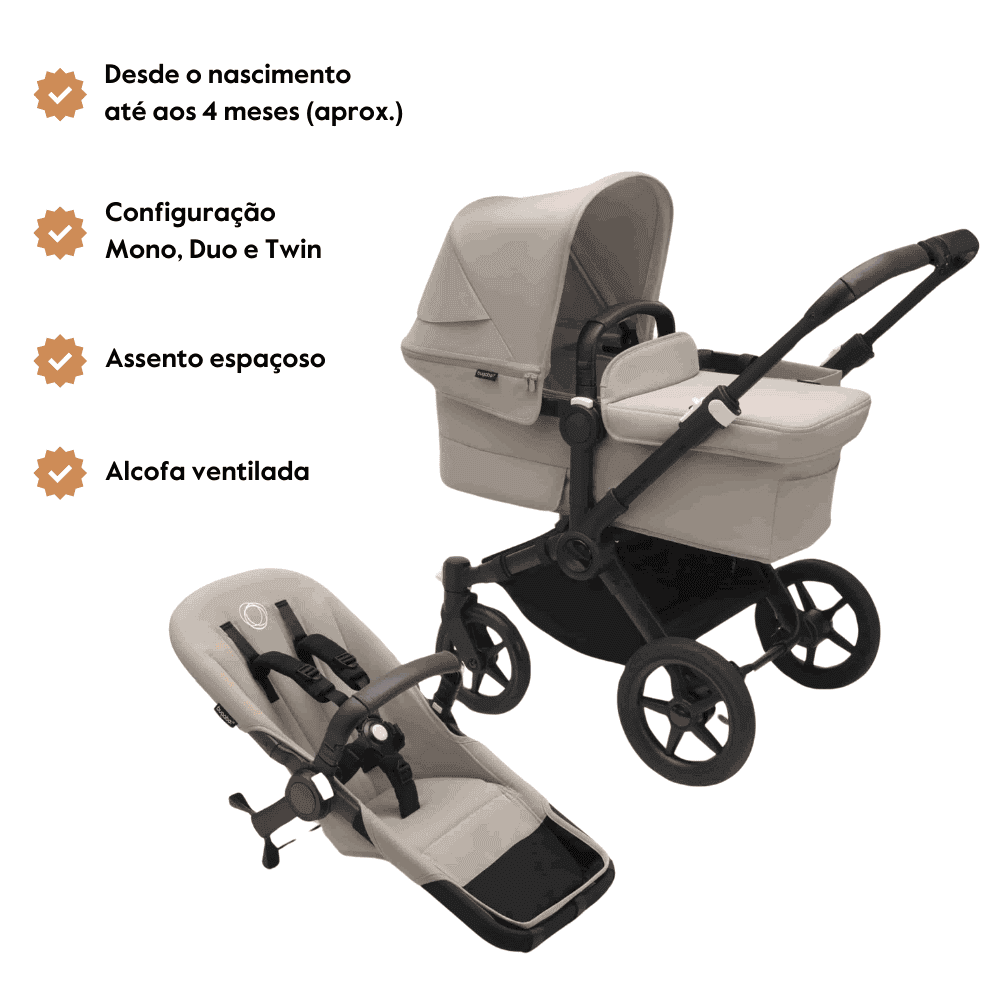 Carrinho de Bebé Donkey 5 Mono Completo da Bugaboo - Cresce com a família - Black/Desert Taupe