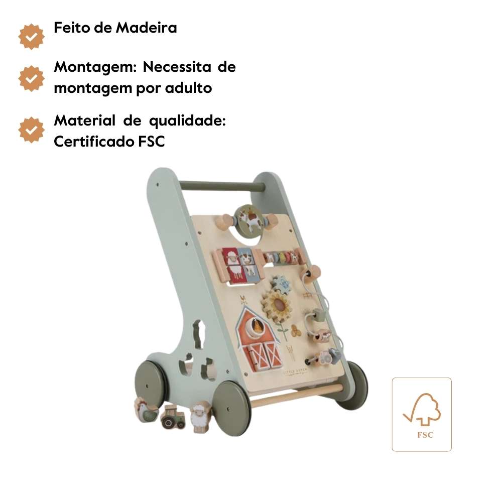 Little Dutch Multi-activity Baby Walker Little Farm FSC