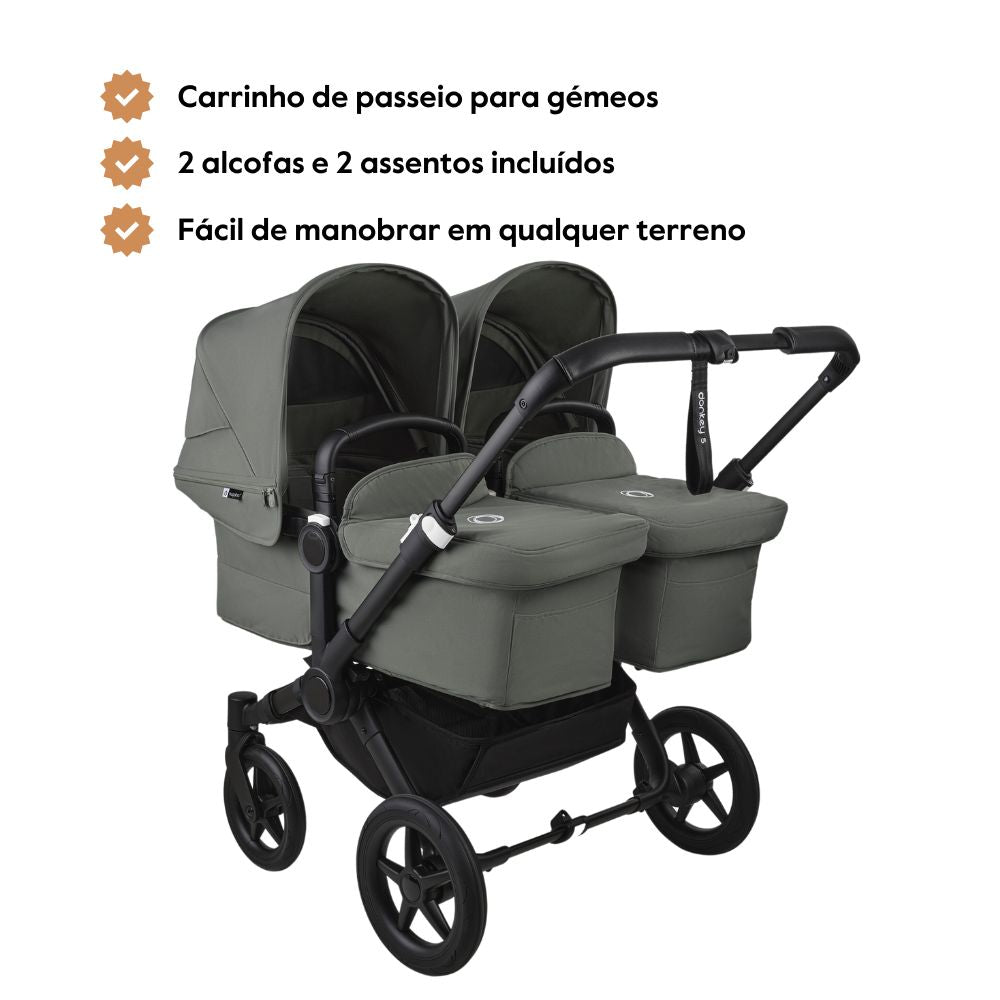 Carrinho de Bebé para Gémeos Bugaboo Donkey 5 Twin - Black/Forest Green