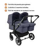 Carrinho de Bebé para Gémeos Bugaboo Donkey 5 Twin - Graphite/Stormy Blue