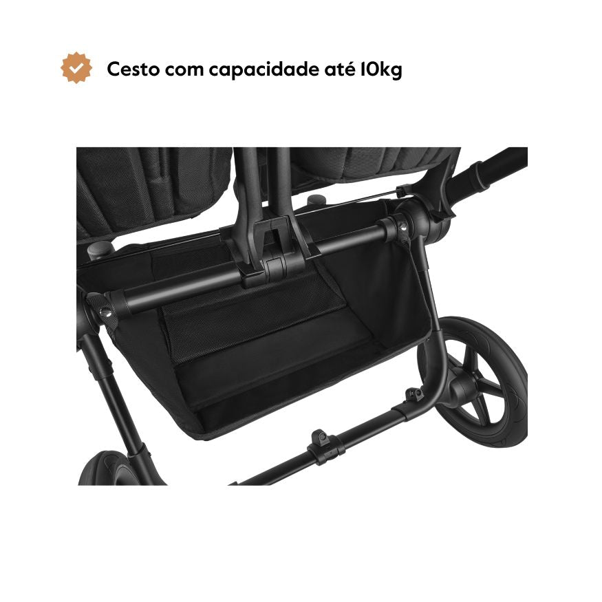 Carrinho de Bebé para Gémeos Bugaboo Donkey 5 Twin - Black/Forest Green