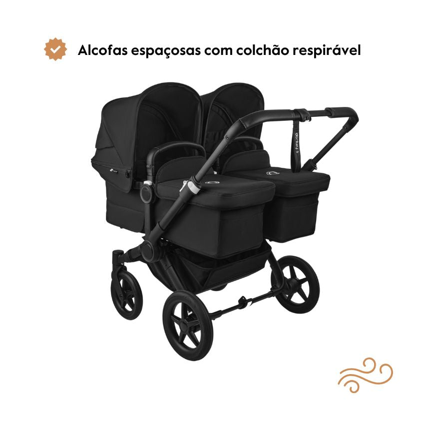 Carrinho de Bebé para Gémeos Bugaboo Donkey 5 Twin - Black/Forest Green