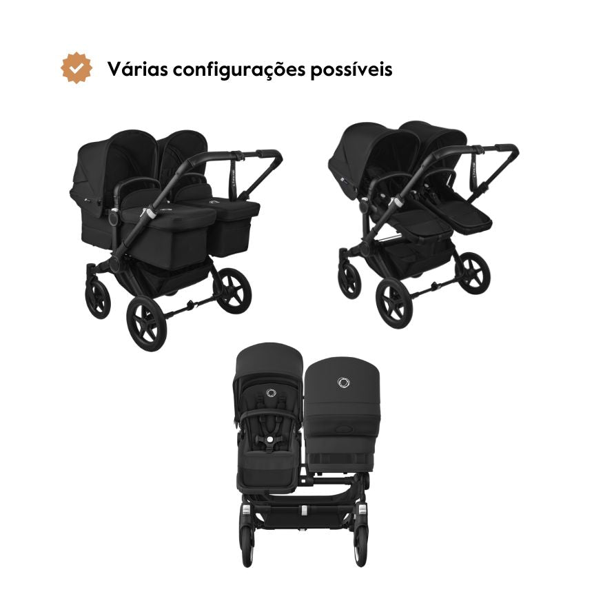 Carrinho de Bebé para Gémeos Bugaboo Donkey 5 Twin - Black/Forest Green
