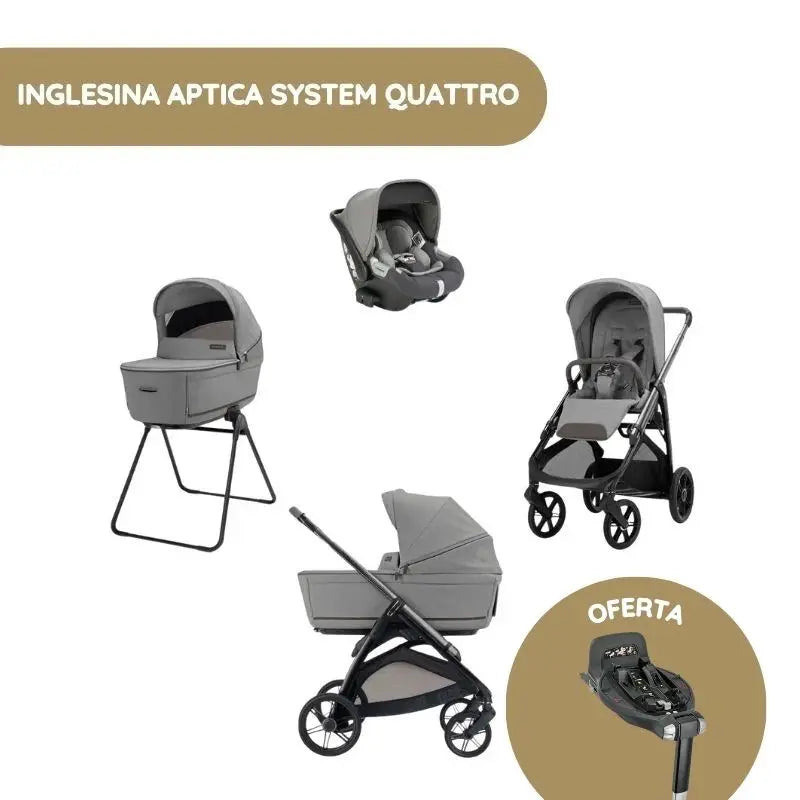 Carrinho de Bebé Inglesina Aptica System Quattro - Crystal Grey