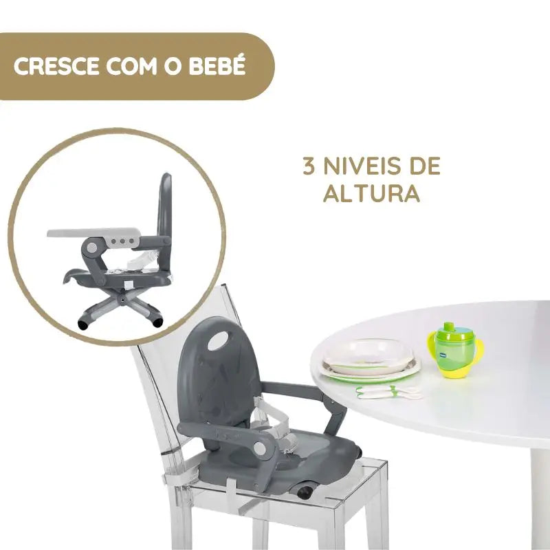 Chicco Assento de Papa Portátil Pocket Snack - Dark Grey