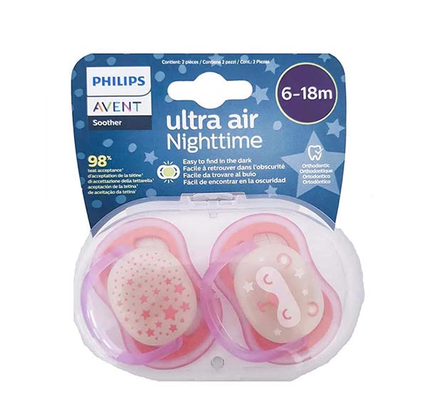 Philips Avent - 2 Chupetas - Ultra Air - NT – 6-18 M - Menina