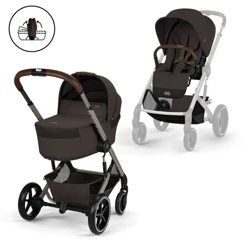Cybex Balios S Lux Carrinho de Bebé com Alcofa Dobrável - Chocolate Brown