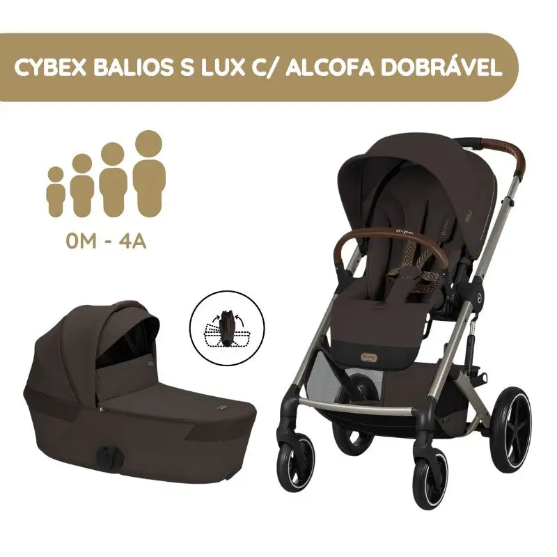 Cybex Balios S Lux Carrinho de Bebé com Alcofa Dobrável - Chocolate Brown