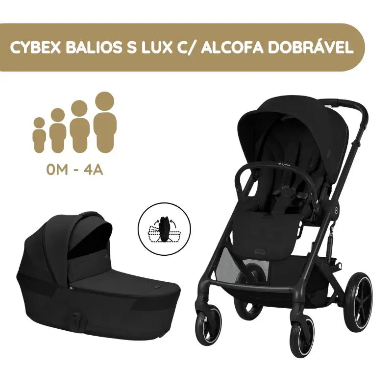 Cybex Balios S Lux Carrinho de Bebé com Alcofa Dobrável - Moon Black