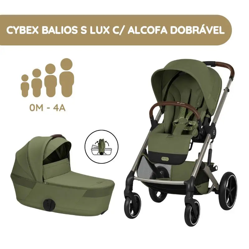 Cybex Balios S Lux Carrinho de Bebé com Alcofa Dobrável - Moss Green