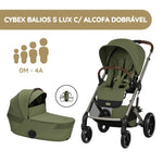 Cybex Balios S Lux Carrinho de Bebé com Alcofa Dobrável - Moss Green