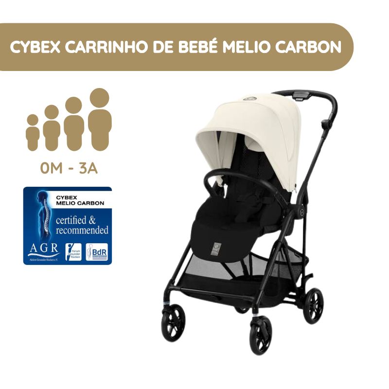Cybex Carrinho de Bebé Melio Carbon - Canvas White