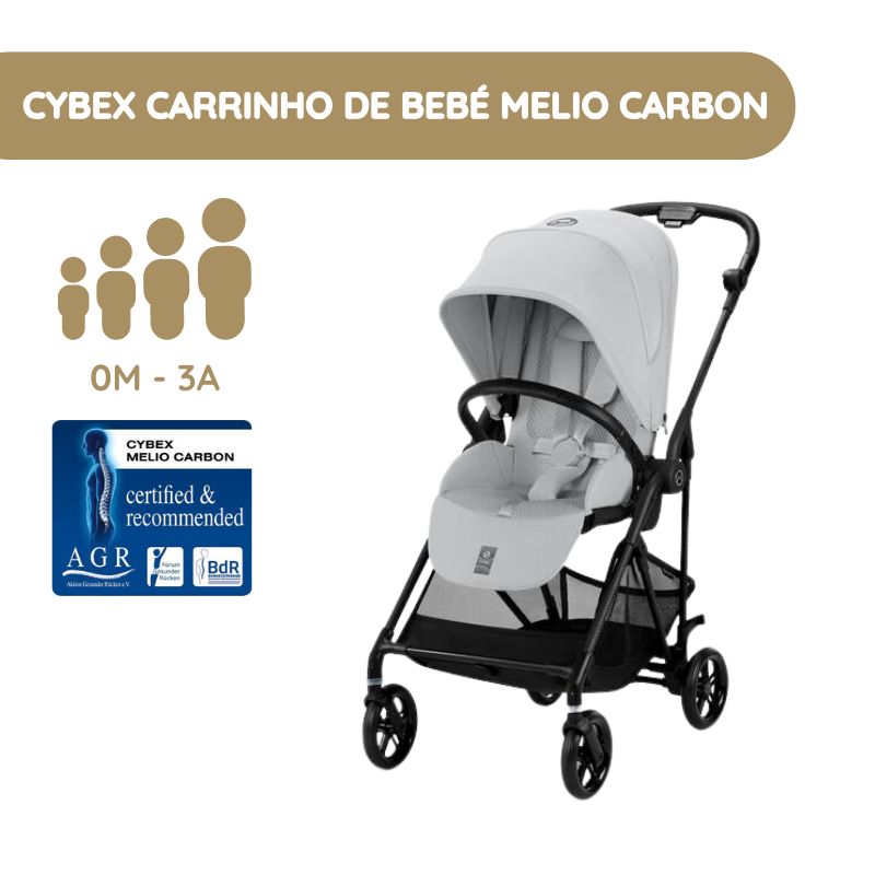 Cybex Carrinho de Bebé Melio Carbon - Fog Grey