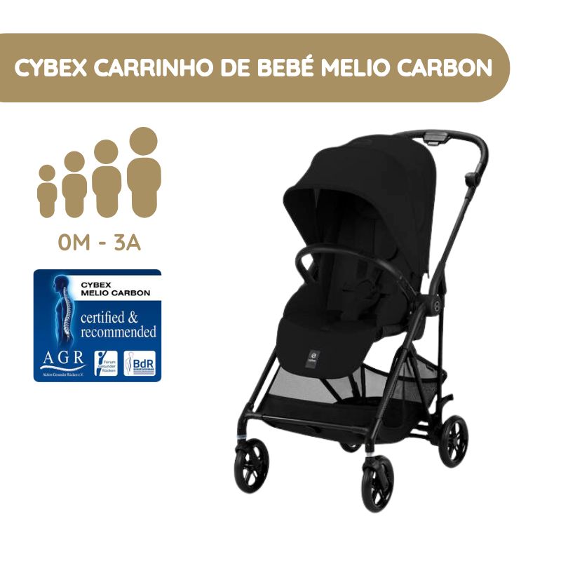 Cybex Carrinho de Bebé Melio Carbon - Magic Black
