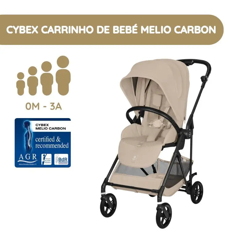 Cybex Melio Carbon Carrinho de Bebé - Almond Beige