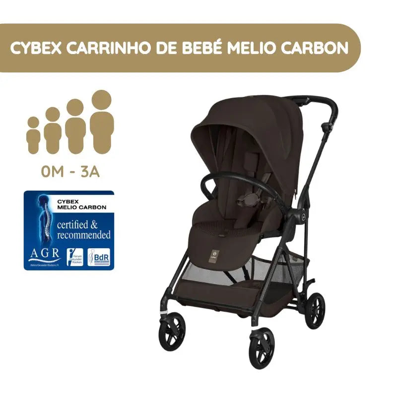 Cybex Melio Carbon Carrinho de Bebé - Chocolate Brown