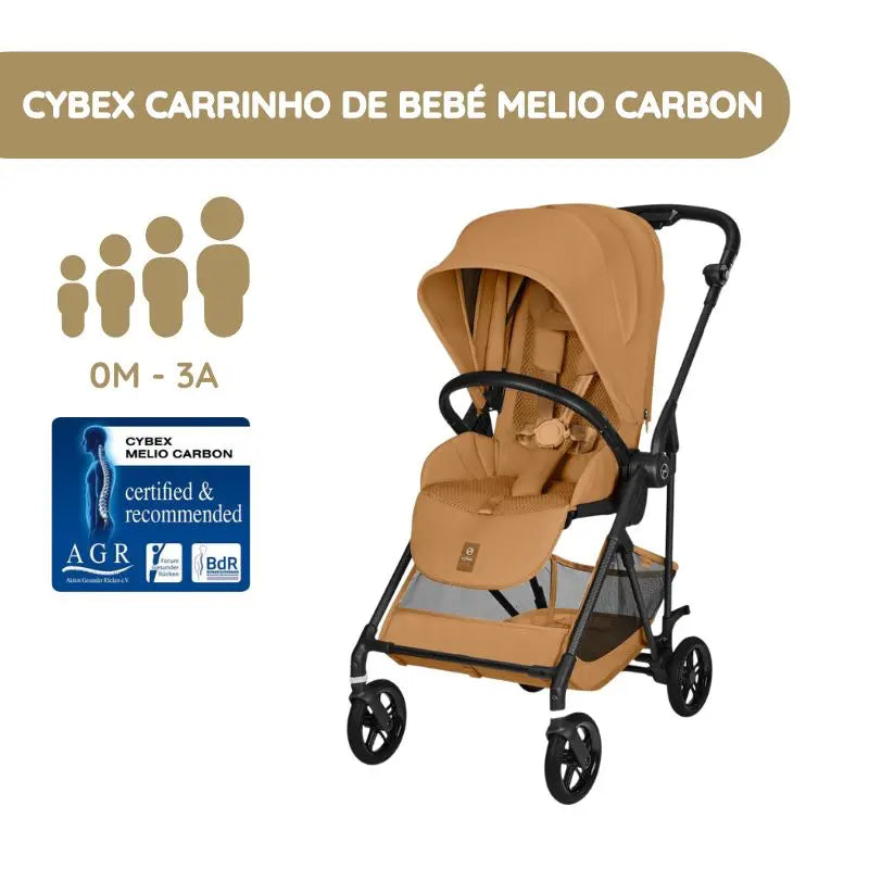 Cybex Melio Carbon Carrinho de Bebé - Cinnamon Yellow