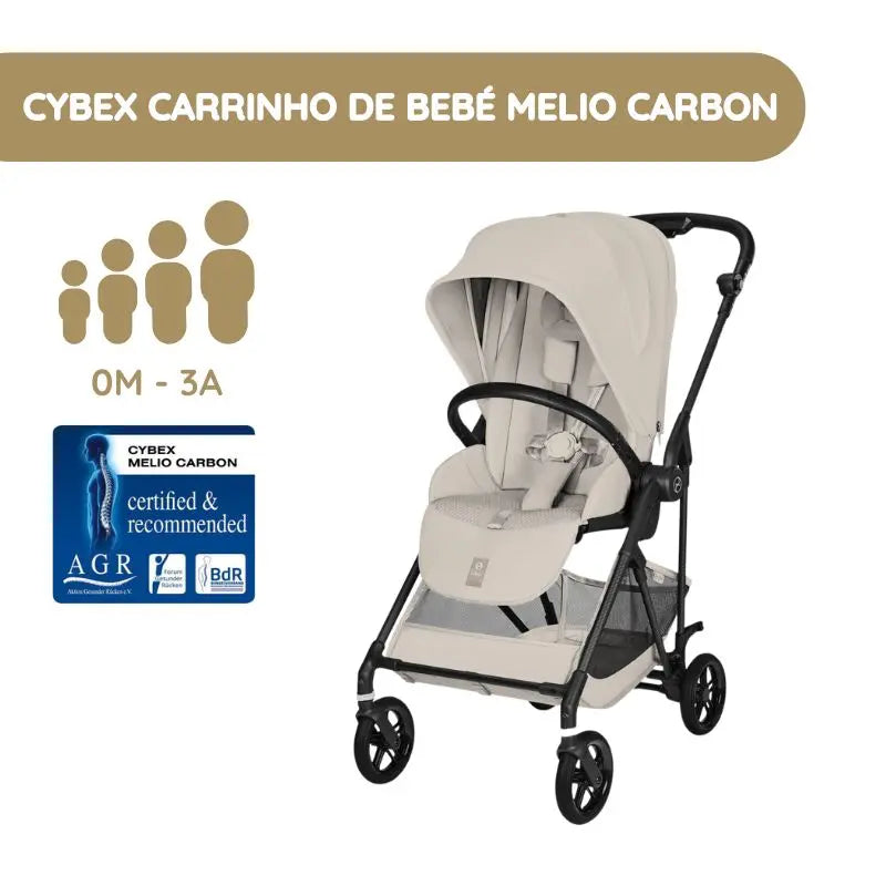 Cybex Melio Carbon Carrinho de Bebé - Dune Grey