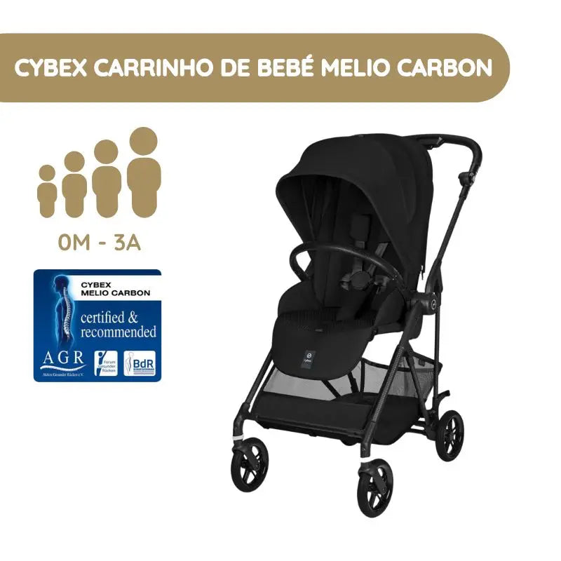 Cybex Melio Carbon Carrinho de Bebé - Magic Black