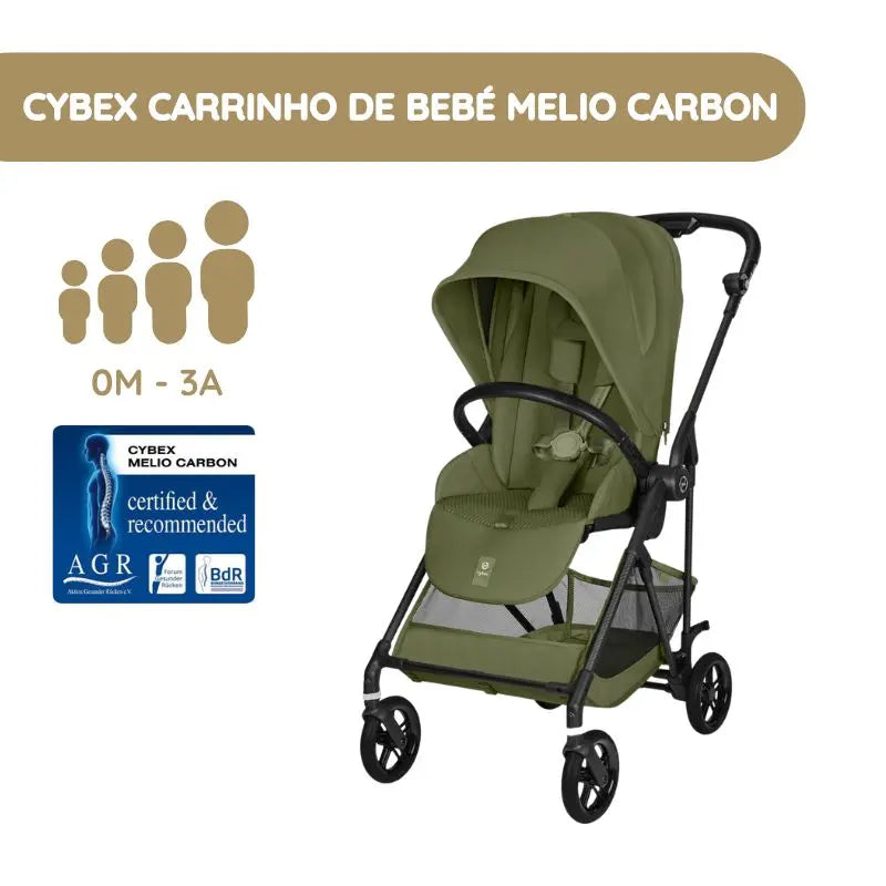 Cybex Melio Carbon Carrinho de Bebé - Moss Green