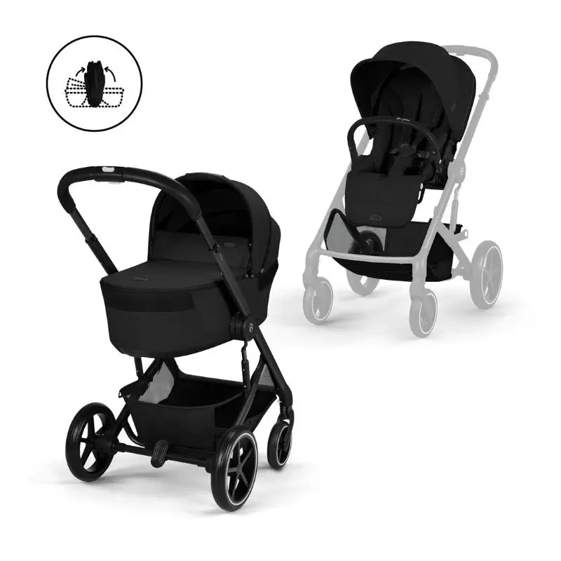 Cybex Balios S Lux Carrinho de Bebé com Alcofa Dobrável - Moon Black
