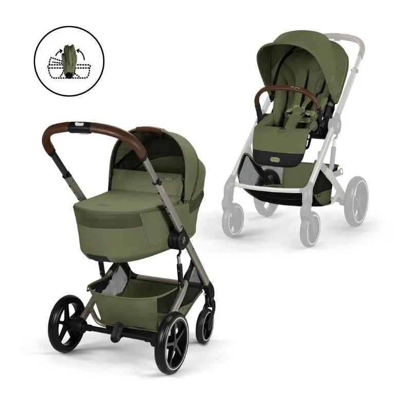 Cybex Balios S Lux Carrinho de Bebé com Alcofa Dobrável - Moss Green