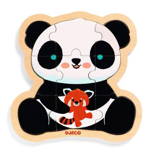Djeco - Puzzle Panda - Puzzle De Madeira 9 Peças