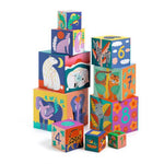 Djeco - 10 Cubos p/ Empilhar - Animais selvagens