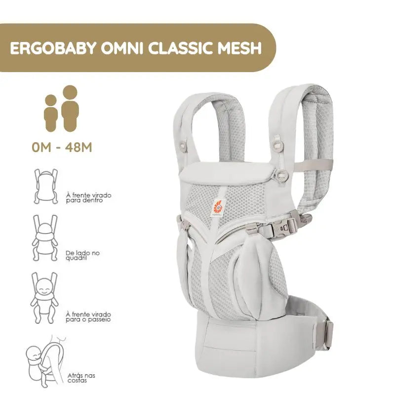Ergobaby Mochila Portabebé Omni Classic Mesh - Cinza Pérola