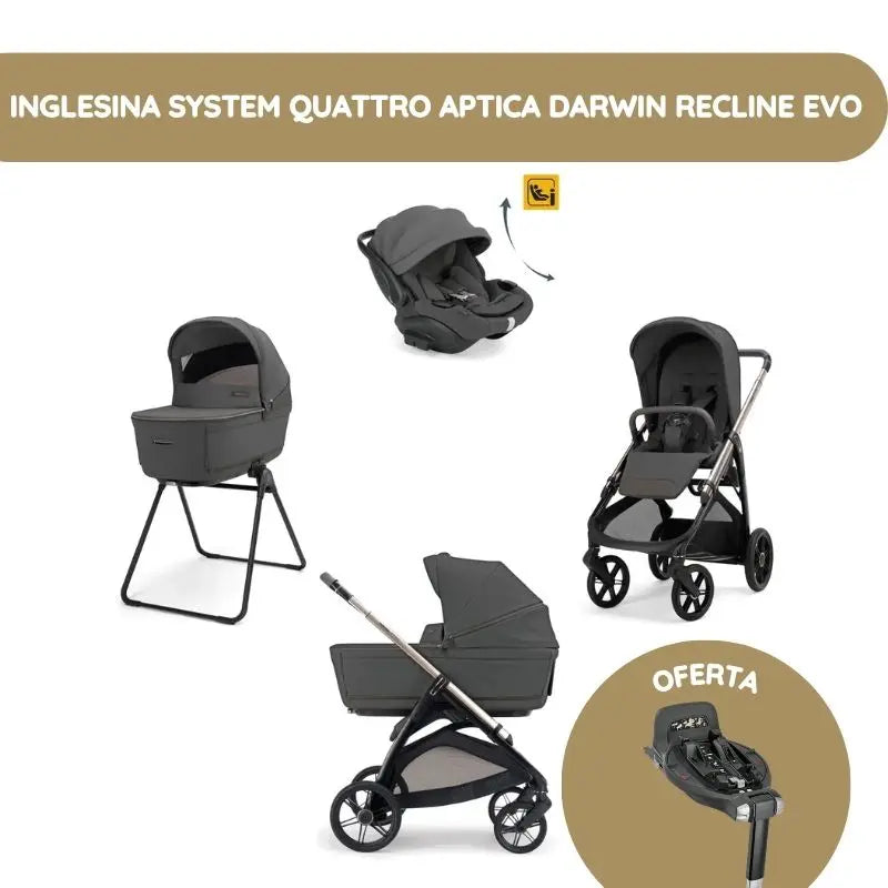 Inglesina System Quattro Aptica Darwin Recline Evo - Marble Grey