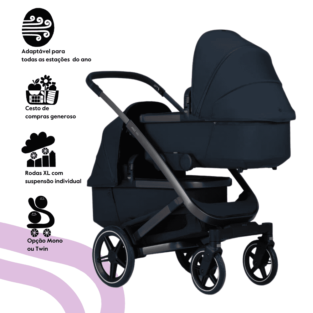 Joolz Geo3 Carrinho de Bebé (Twin) - Para gémeos ou dois bebés dos 0 aos 4 anos - Navy blue
