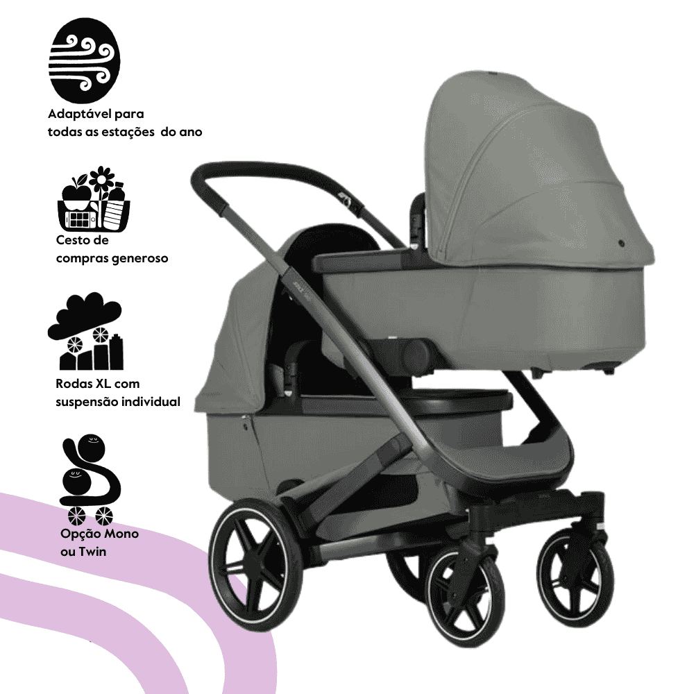 Joolz Geo3 Carrinho de Bebé (Twin) - Para gémeos ou dois bebés dos 0 aos 4 anos - Sage green