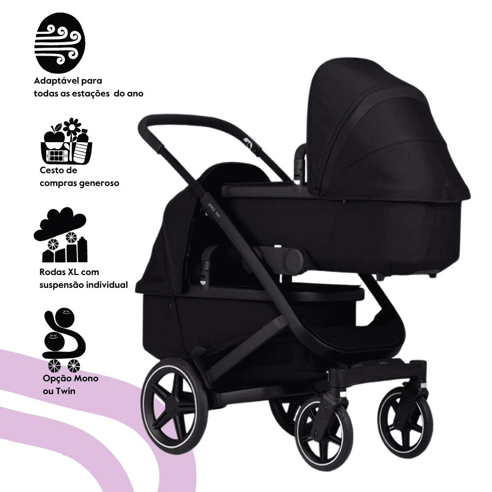 Joolz Geo3 Carrinho de Bebé (Twin) - Para gémeos ou dois bebés dos 0 aos 4 anos - Space black