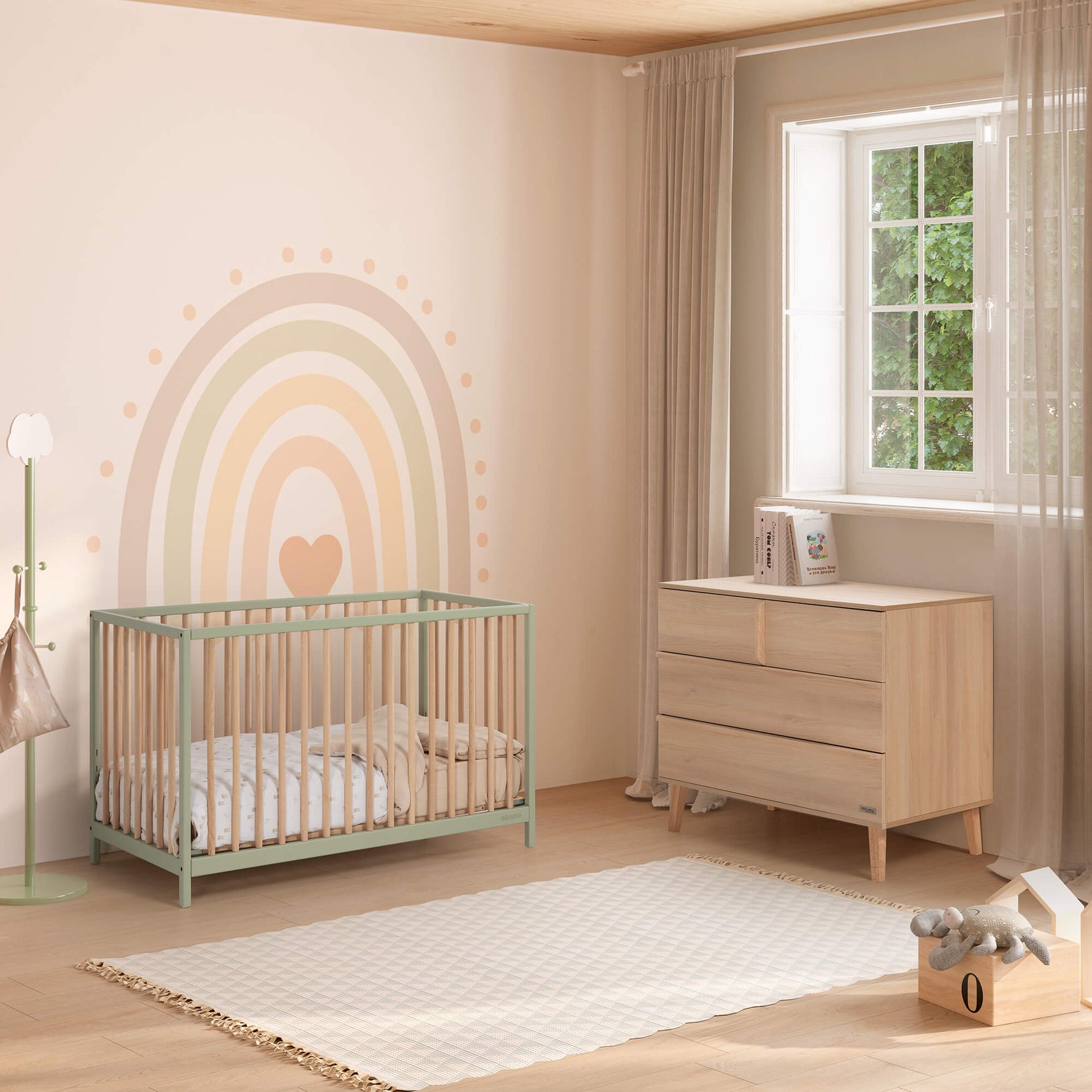 Cama Mountain 120x60 da Micuna - Mint/Madeira