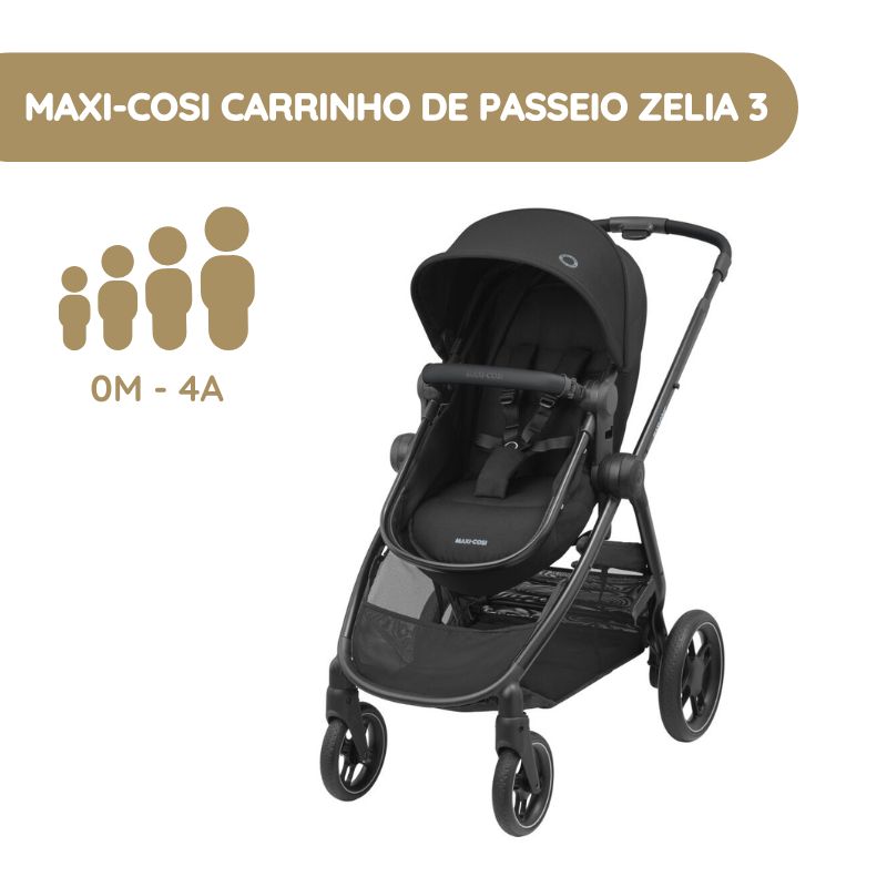 Maxi-Cosi Carrinho de Bebé Zelia 3 - Essential Black