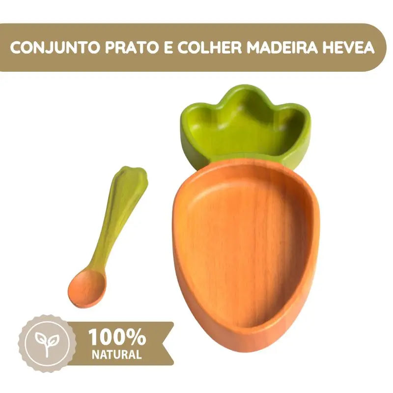 Oli & Carol Prato e Colher em Madeira Cenoura