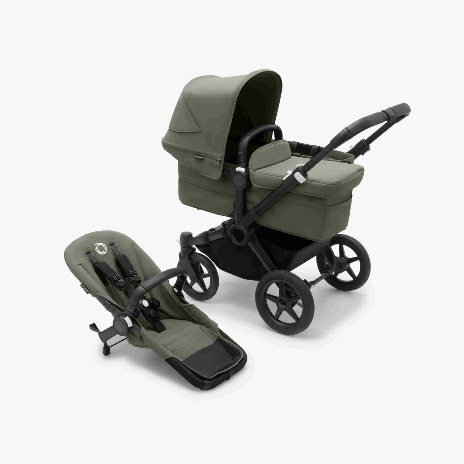 Carrinho de Bebé Donkey 5 Mono Completo da Bugaboo - Cresce com a família - Black/Forest Green