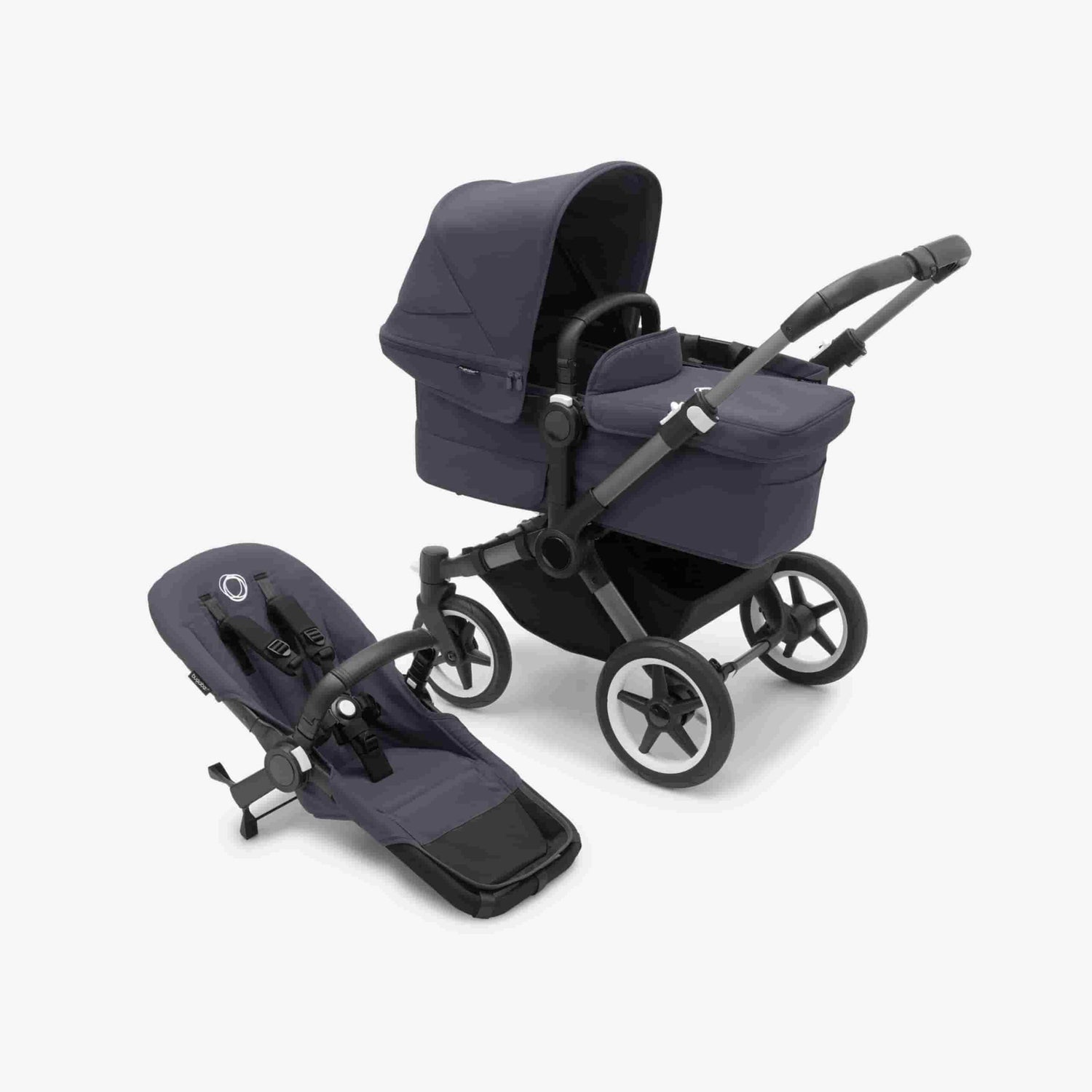Carrinho de Bebé Donkey 5 Mono Completo da Bugaboo - Cresce com a família - Graphite/Stormy Blue