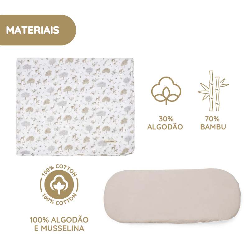 Pasito a Pasito Conjunto Lençol + Muselina Nara