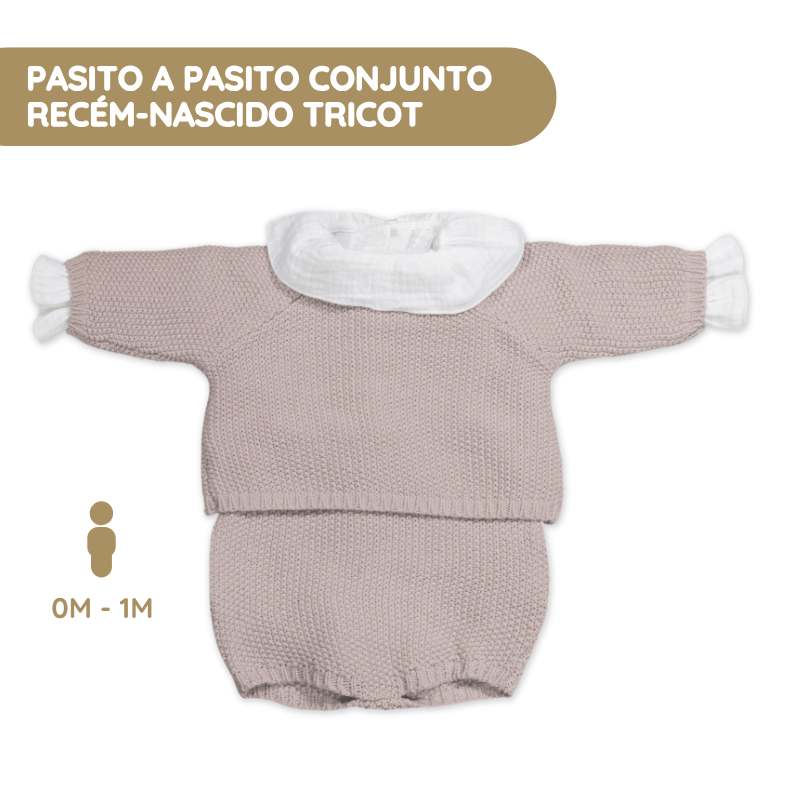 Pasito a Pasito Conjunto Recém-nascido Tricot 0-1M/56 cm - Rosa