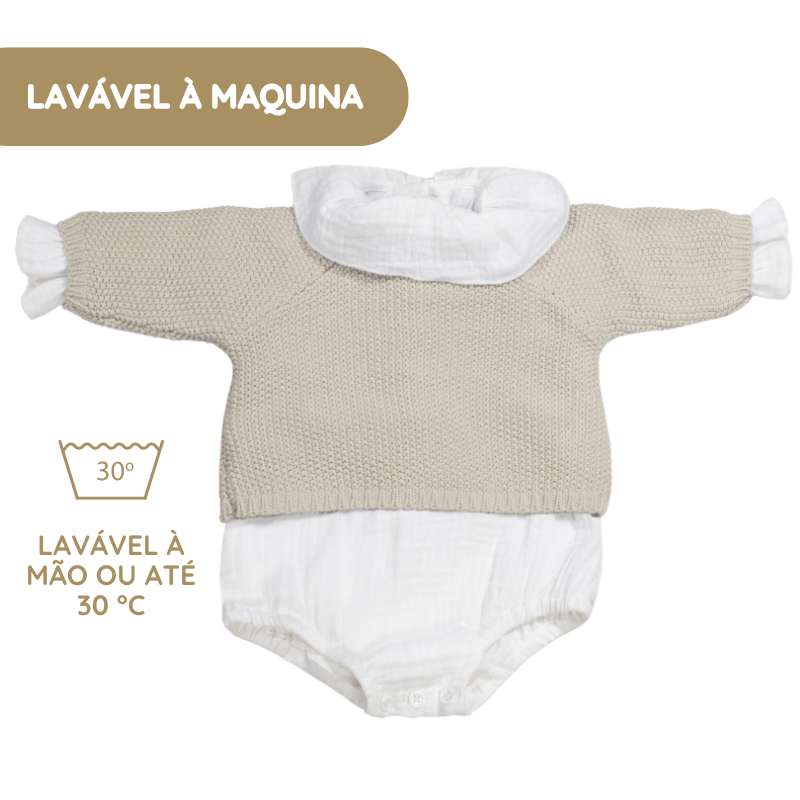 Pasito a Pasito Conjunto Recém-nascido Tricot 0-1M/56 cm - Beige