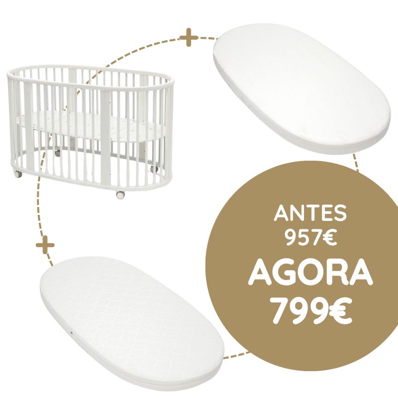 Stokke Sleepi Berço + Colchão + Lençol - White