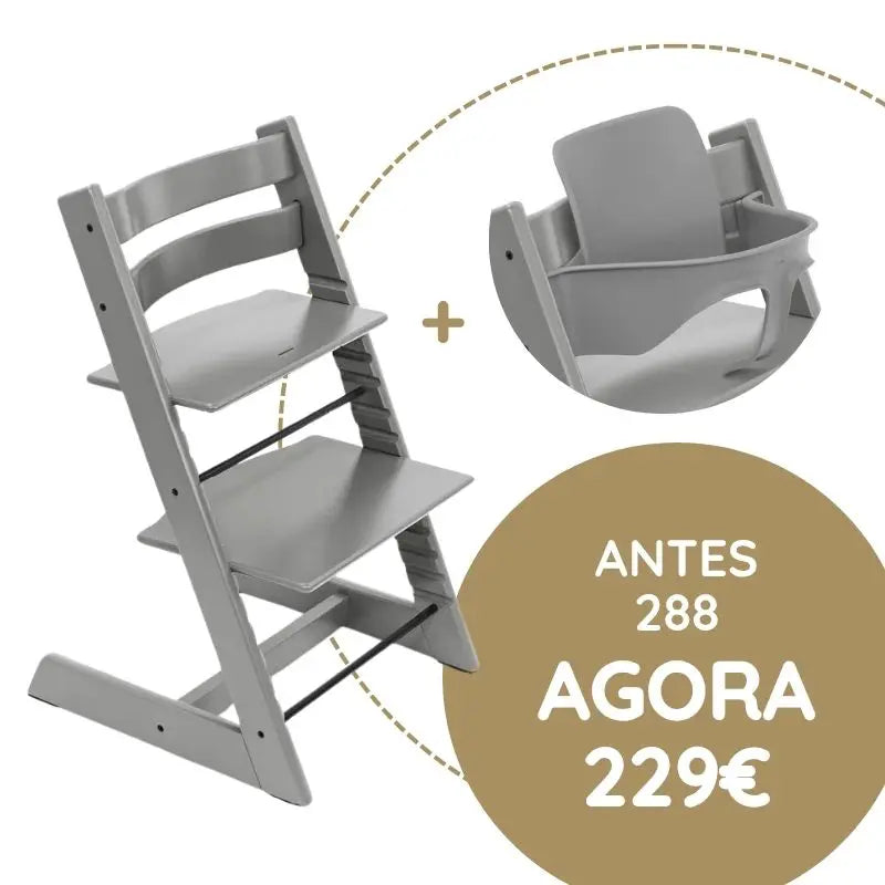 Stokke Tripp Trapp + Oferta Baby Set - Storm Grey