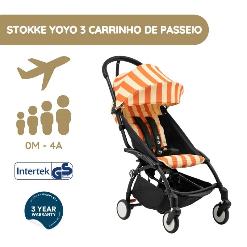 Stokke YOYO 3 Carrinho de Bebé - Black + Color Pack Capri