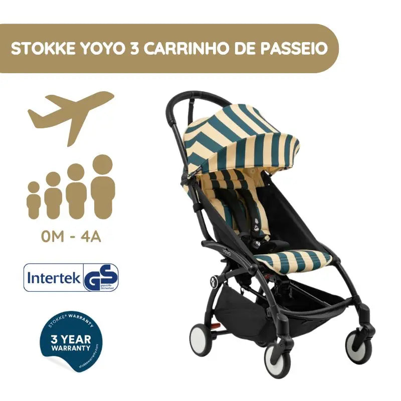 Stokke YOYO 3 Carrinho de Bebé - Black + Color Pack Monaco