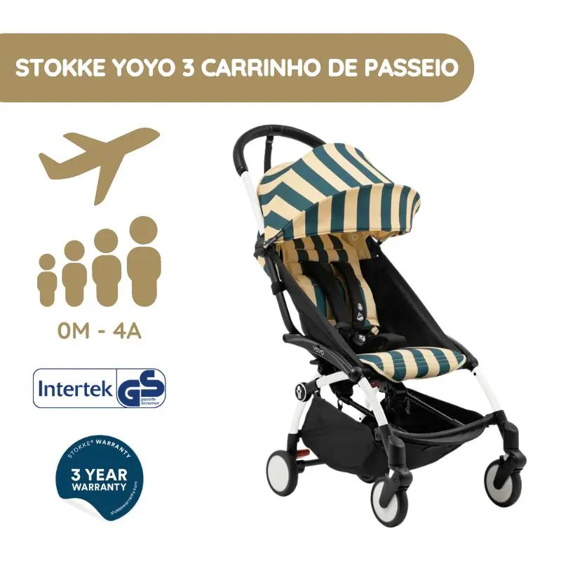 Stokke YOYO 3 Carrinho de Bebé - White + Color Pack Monaco
