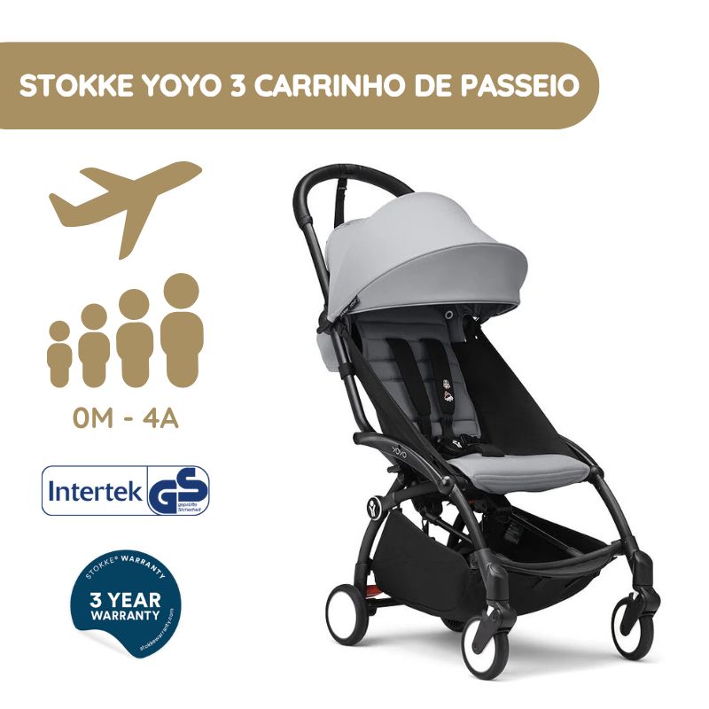 Stokke YOYO 3 Carrinho de Bebé - Black + Color Pack - Stone