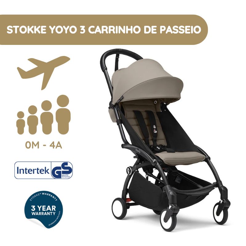 Stokke YOYO 3 Carrinho de Bebé - Black + Color Pack - Taupe
