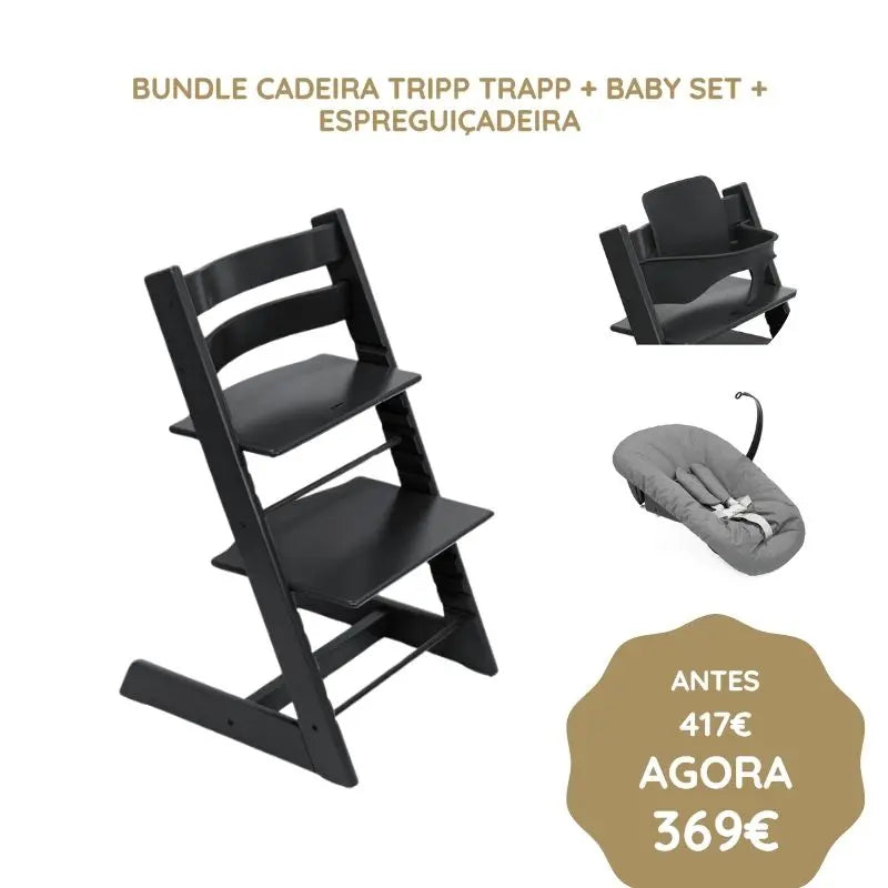 Stokke Pack Silla Tripp Trapp + Baby Set + Hamaca - Black